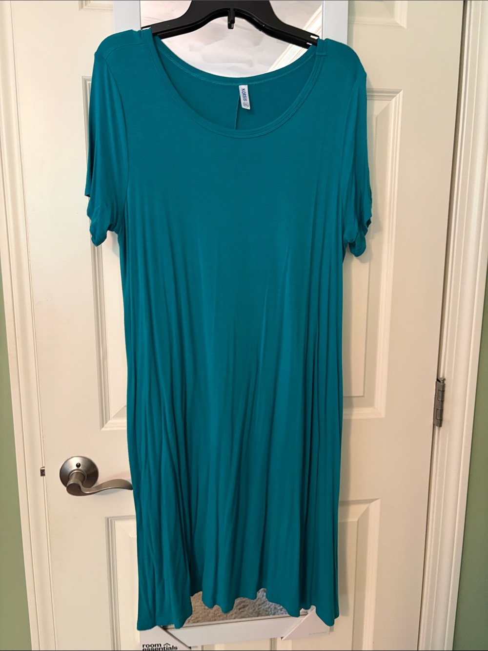 Soft Scoop-Neck Teal Midi Dress - Unbranded